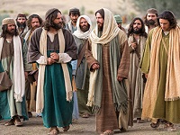 Jesus sur la route avec ses apôtres