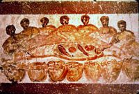 Fresque d'une agape - Catacombes Ste Priscille