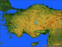 localisation de Derbé. Une ancienne ville de la Turquie actuelle
