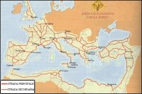 Carte des voies romaines autour de la Méditerranée