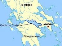 carte de la Grèce avec sa presqu'ile du Péloponnèse 