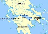 carte de la Grèce avec sa presqu'ile du Péloponnèse