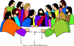 Les apôtres entourant Jésus à la dernière cène