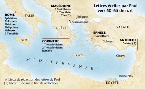 Lieux de rédaction des lettres de Paul