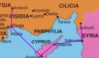 Carte du premier voyage - Pergé et Antioche de Pisidie
