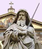 Saint Paul - statue devant St-Paul Hors les Murs, à Rome